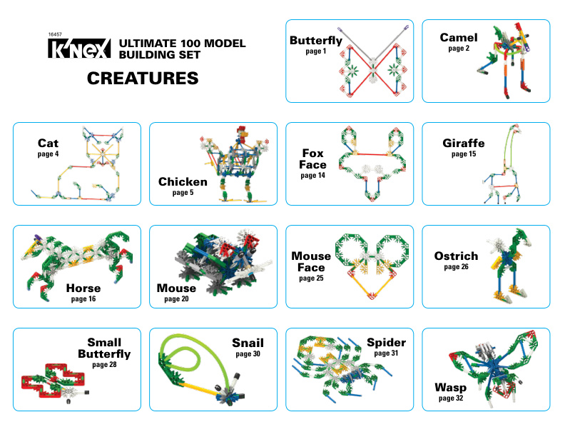 Ultimate 100 Model Building Set Web Models Creatures 16457 instruction manual