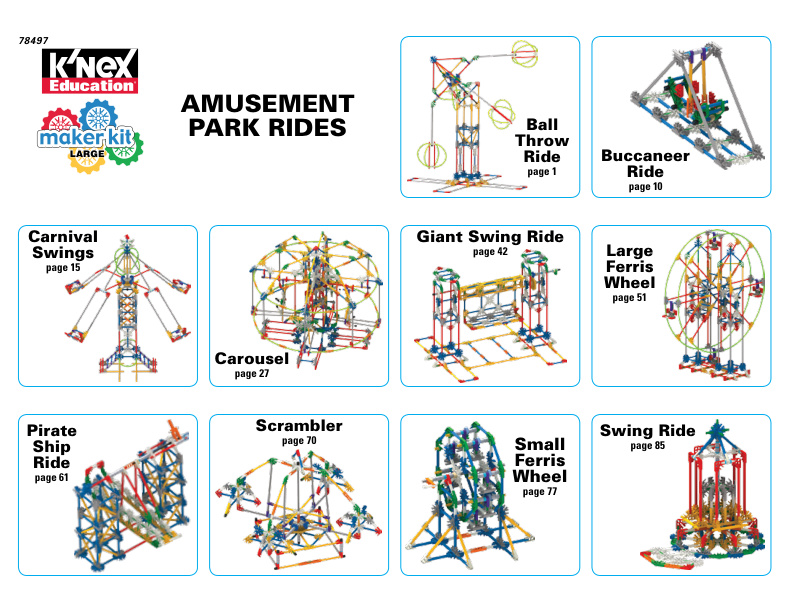 Education Maker Kit Large Alt Amusement Park Ride Models 78497 instruction manual