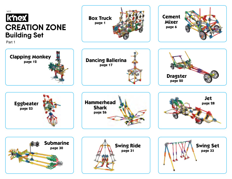 ゆきんこページ Creation Zone Alt part 1 16511 Instruction Manual PDF | Knex.Parts