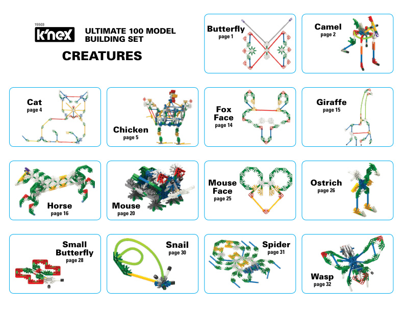 Costco Canada Ultimate 100 Model Set Web Models Creatures 15503 instruction manual