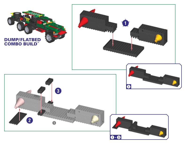 Collect and Build Road Rigs Dump Truck and Flatbed Truck COMBO 11908 11911 instruction manual