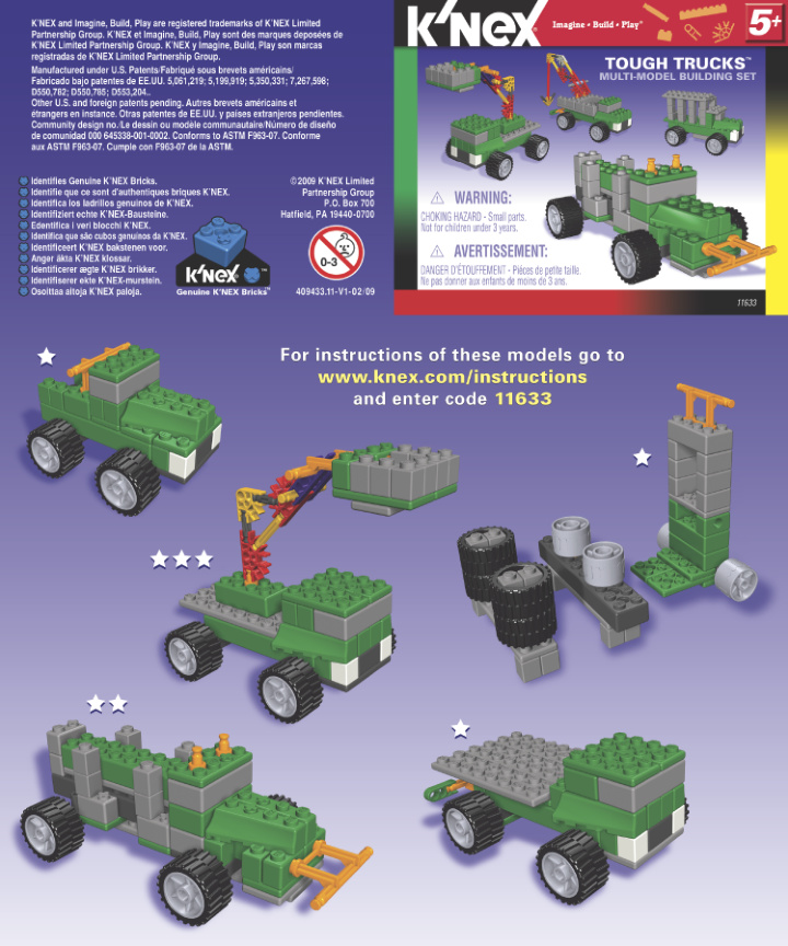 Tough Trucks Multi Model 11633 instruction manual