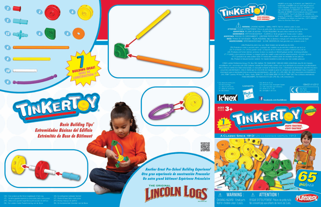 TinkerToy 65 piece Essentials 56433 instruction manual