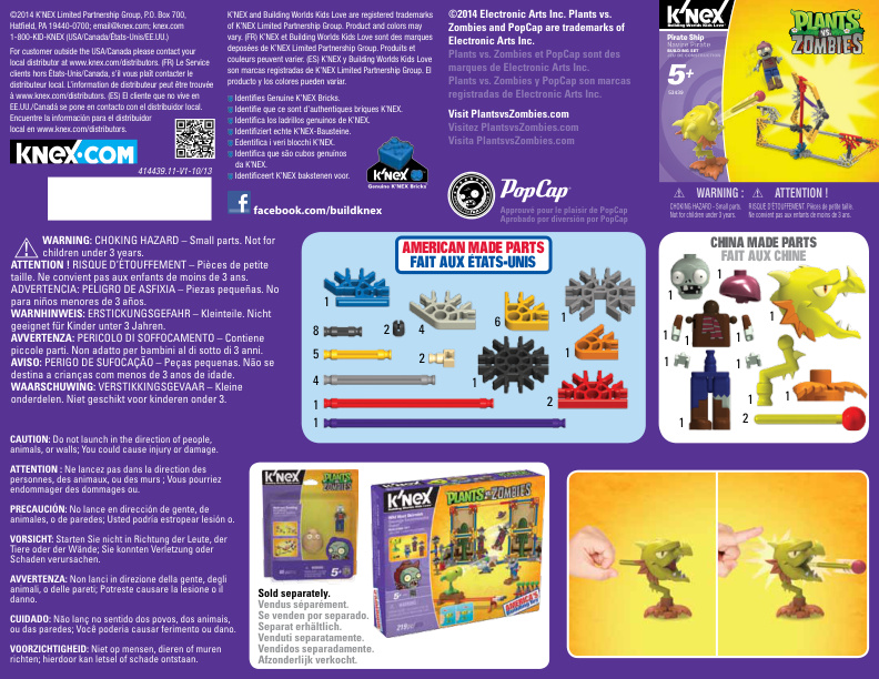 Plants vs Zombies Pirate Ship 53439 instruction manual