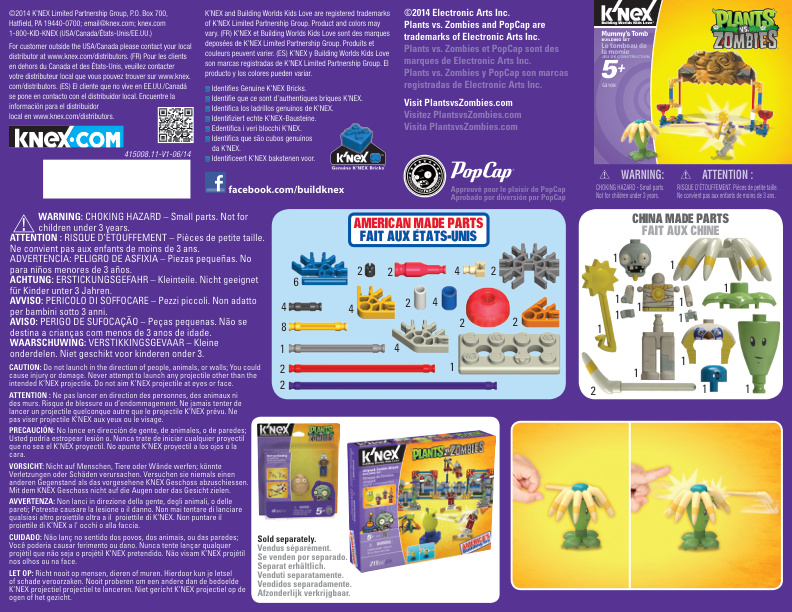 Plants vs Zombies Mummys Tomb 53108 instruction manual