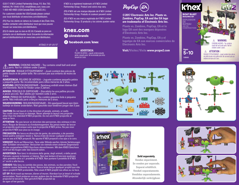 Plants vs Zombies Boat Blast 53543 instruction manual