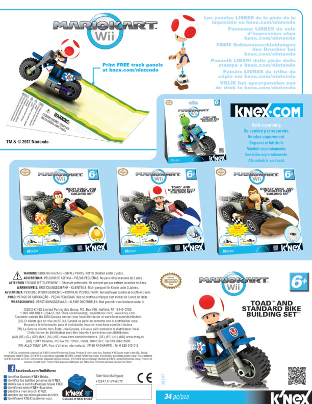 Nintendo Toad Standard Bike 38147 instruction manual