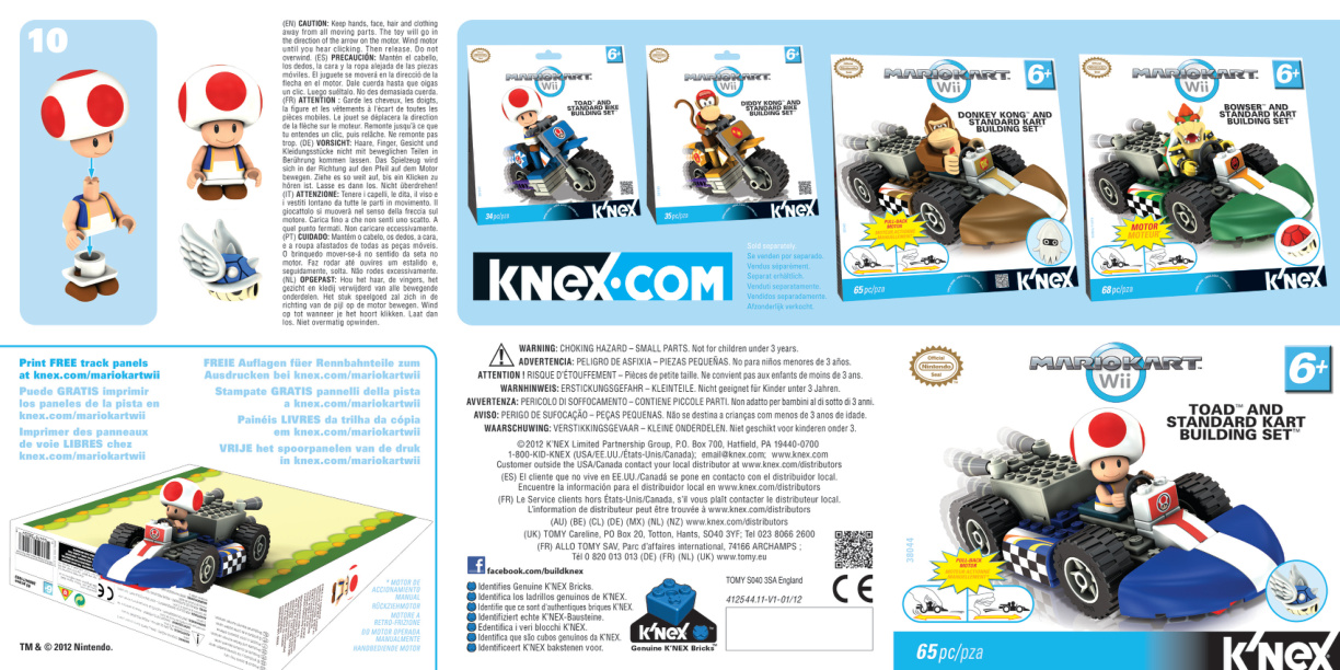 Nintendo Mario Kart Toad Kart 38044 instruction manual