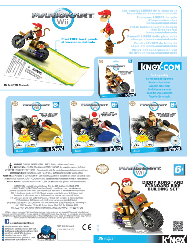 Nintendo Mario Kart Diddy Kong Bike 38149 instruction manual
