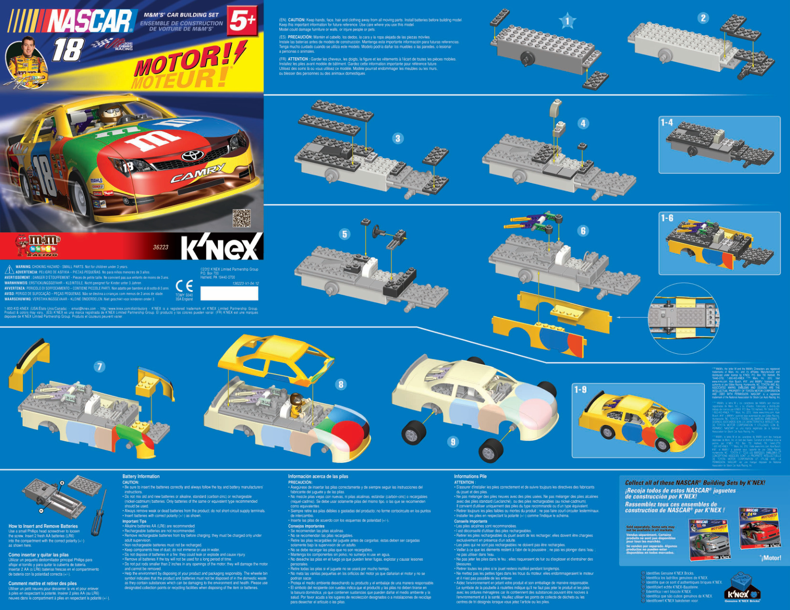 NASCAR 18 MandMs Motorized Car 36223 instruction manual