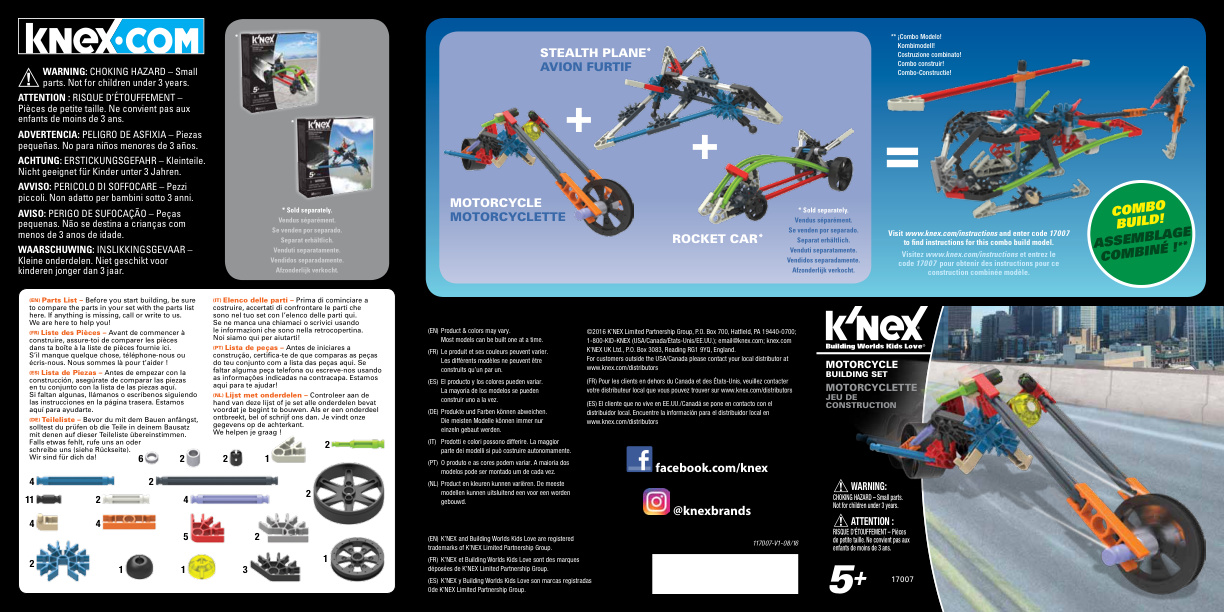 Motorcycle 17007 Instruction Manual PDF | Knex.Parts