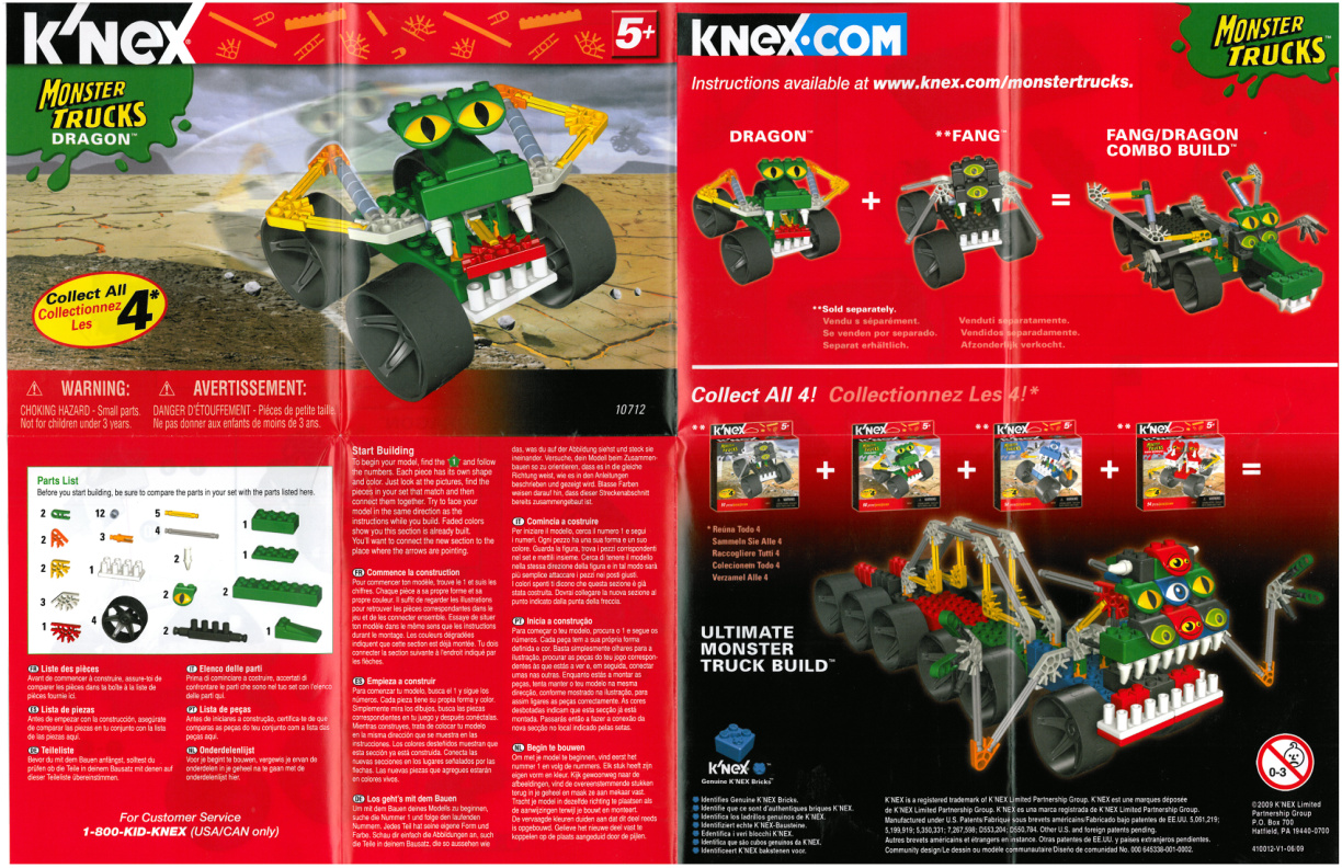 Monster Trucks Dragon 10712 instruction manual