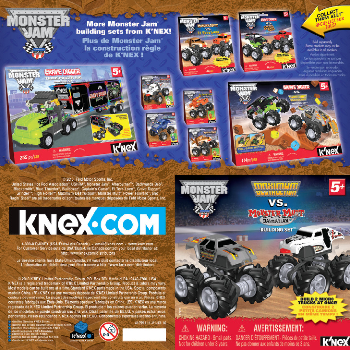 Monster Jam Max D vs Monster Mutt Dalm 57011 instruction manual
