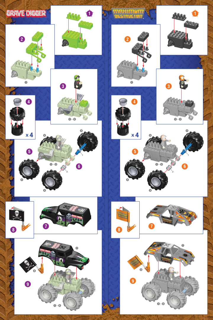 Monster Jam Grave Digger vs Max D 57117 instruction manual