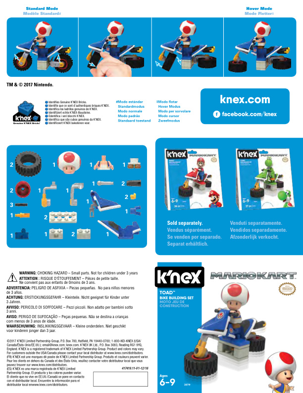 Mario Kart Toad Bike 38719 instruction manual