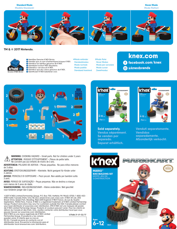 Mario Kart Mario Bike in Bag 38601 instruction manual