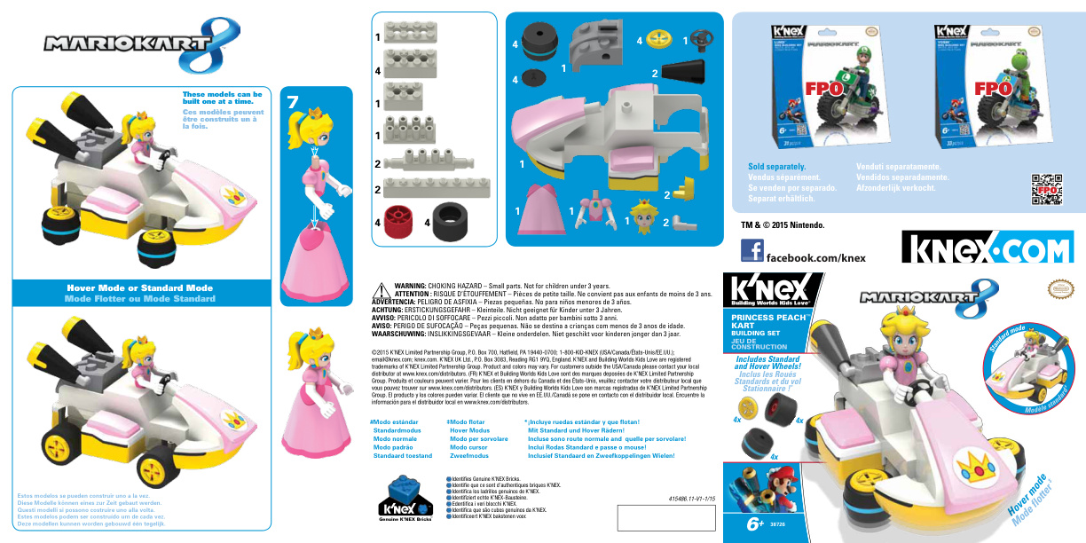 Mario Kart 8 Princess Peach Kart 38726 instruction manual