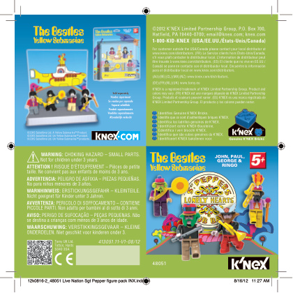 Live Nation Beatles Yellow Submarine Sgt Pepper Figures 48051 instruction manual
