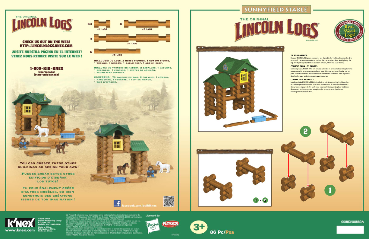 Lincoln Logs Sunnyfield Stable 00883 instruction manual