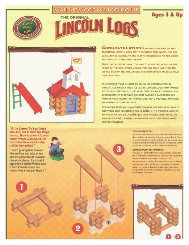 Lincoln Logs Walnut Woods School House 00986 instruction manual