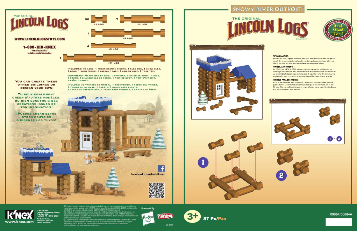 Lincoln Logs Snowy River Outpost 00884 instruction manual