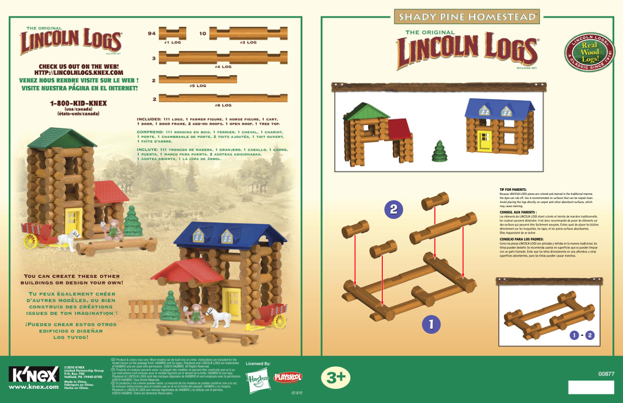 Lincoln Logs Shady Pine Homestead 00877 instruction manual