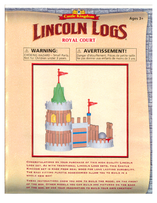 Lincoln Logs Royal Court 00907 instruction manual