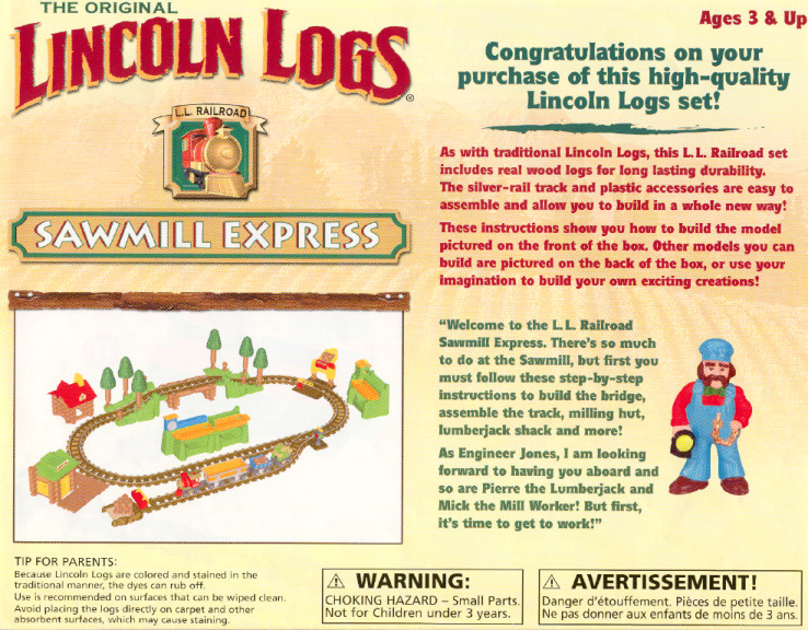 Lincoln Logs Sawmill Express 00930 instruction manual