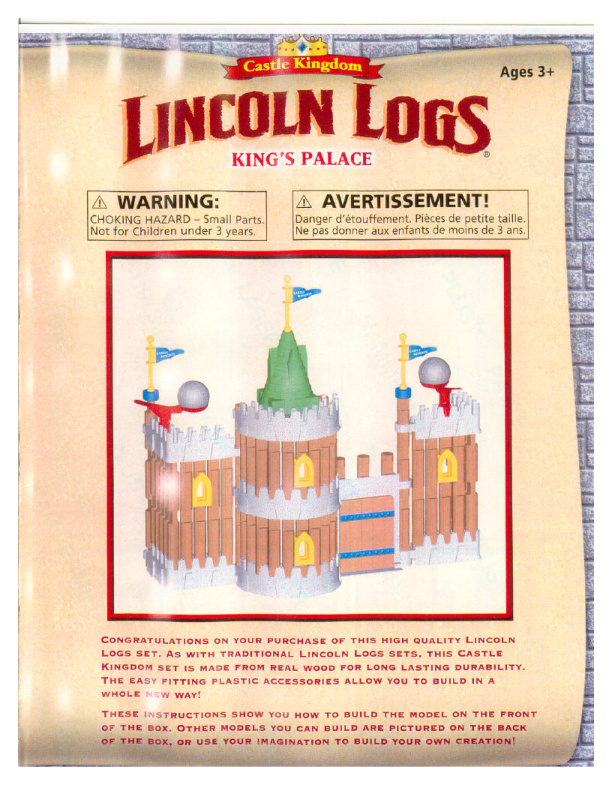 Lincoln Logs King 27s Palace 00909 instruction manual