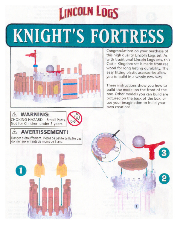 Lincoln Logs Knight 27s Fortress 00914 instruction manual