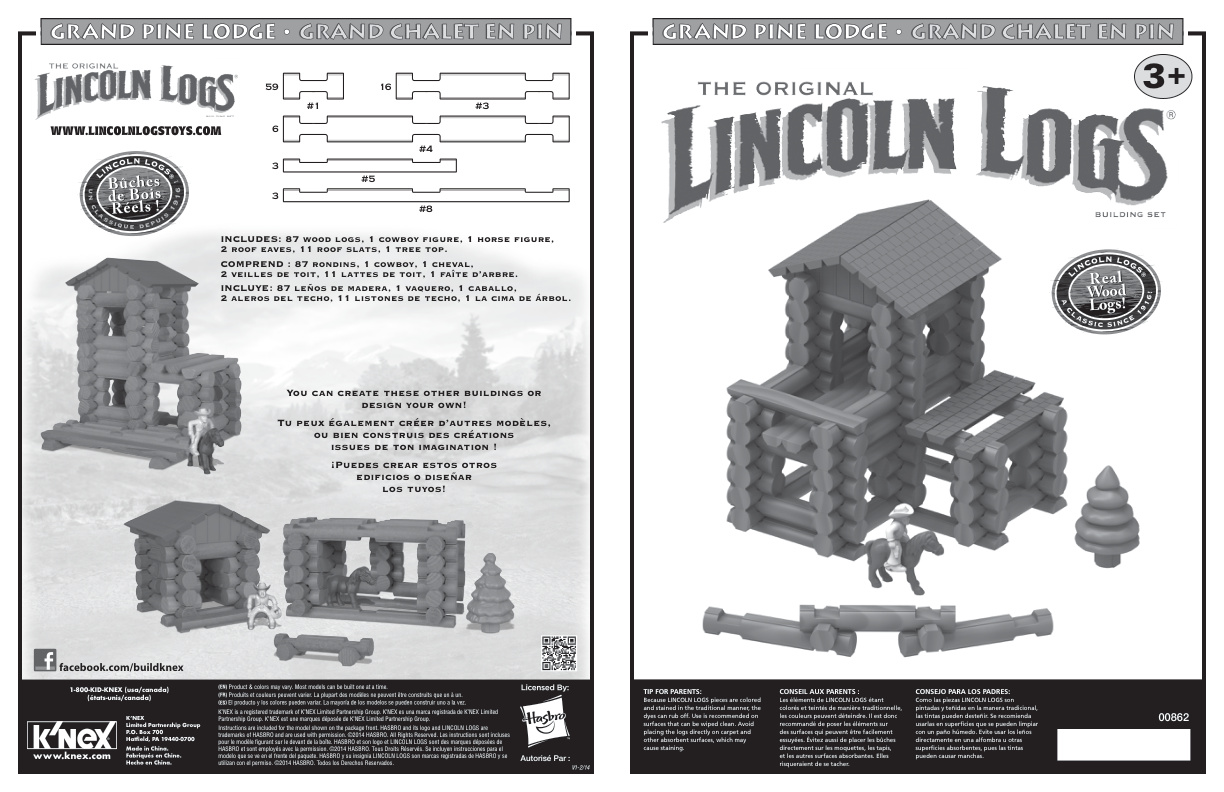 Lincoln Logs Grand Pine Lodge 00862 instruction manual