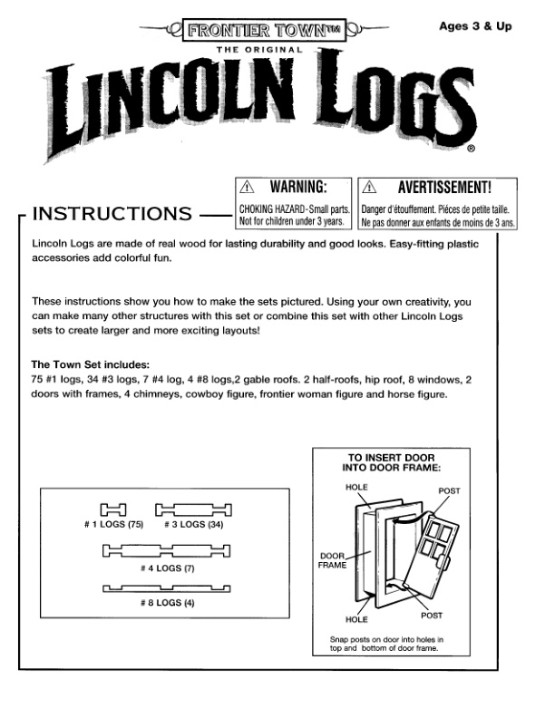 Lincoln Logs Frontier Town 00976 instruction manual