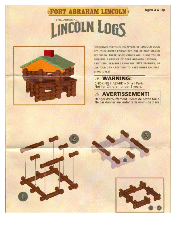 Lincoln Logs Fort Abraham Lincoln 00951 instruction manual