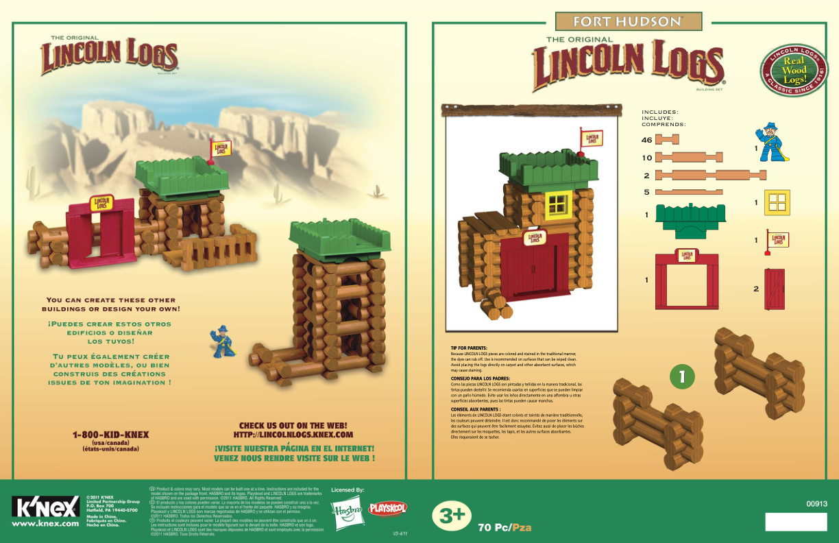 Lincoln Logs Fort Hudson 00913 instruction manual