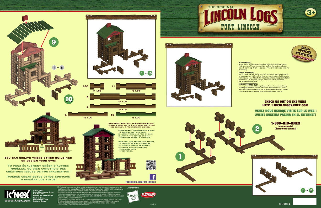 Lincoln Logs Fort Lincoln 00880 instruction manual