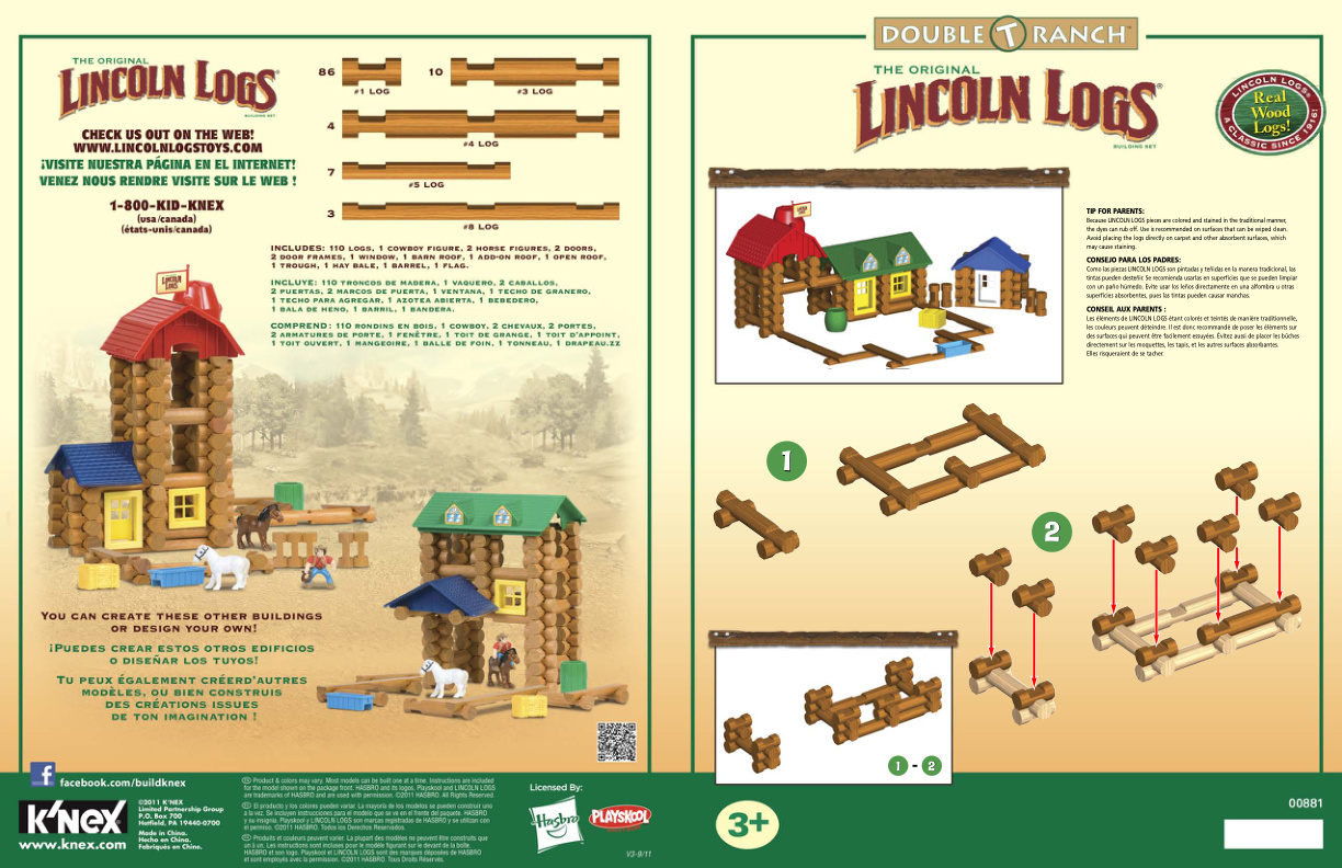 Lincoln Logs Double T Ranch 00881 instruction manual