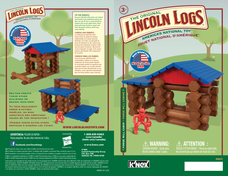 Lincoln Logs Forge Mill Cabin 00831 instruction manual