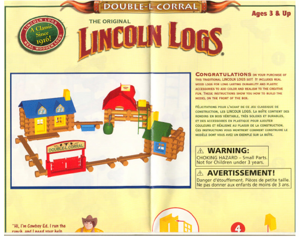 Lincoln Logs Double L Corral 00952 instruction manual