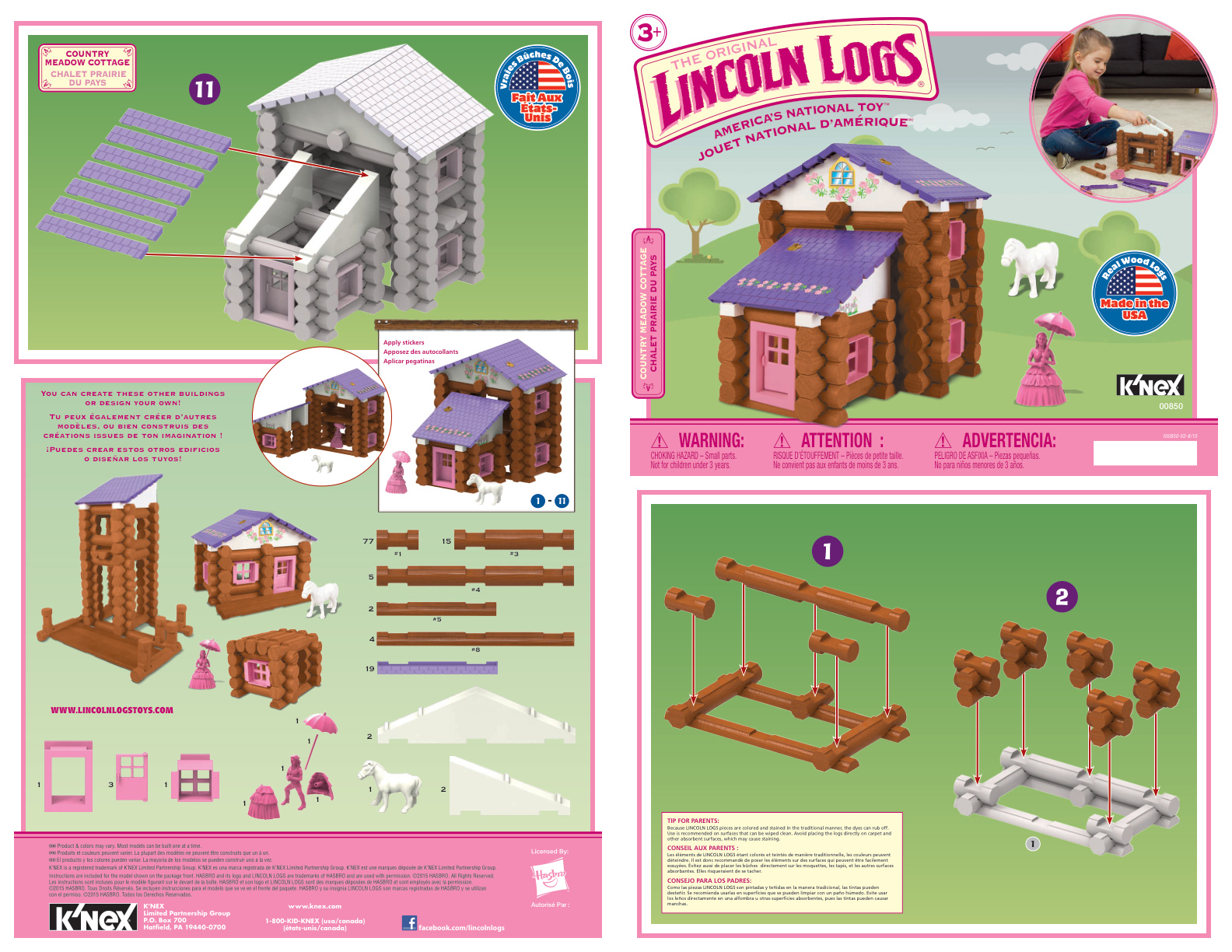 Lincoln Logs Country Meadow Cottage 00850 instruction manual