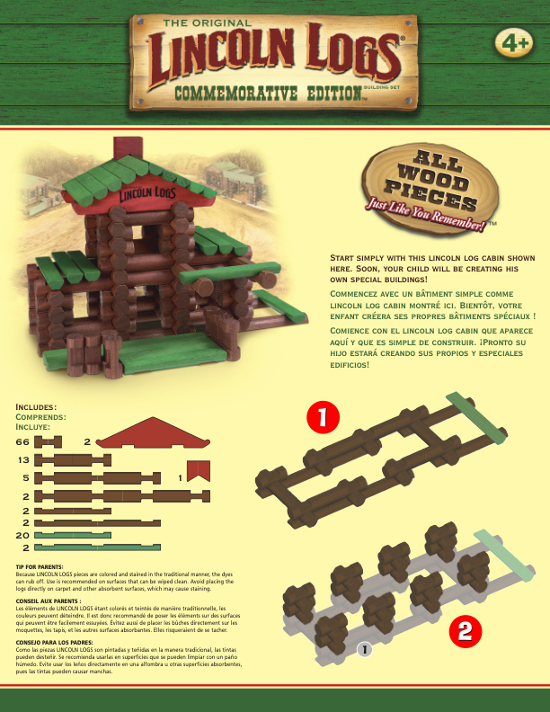 Lincoln Logs Commemorative Edition 00922 instruction manual