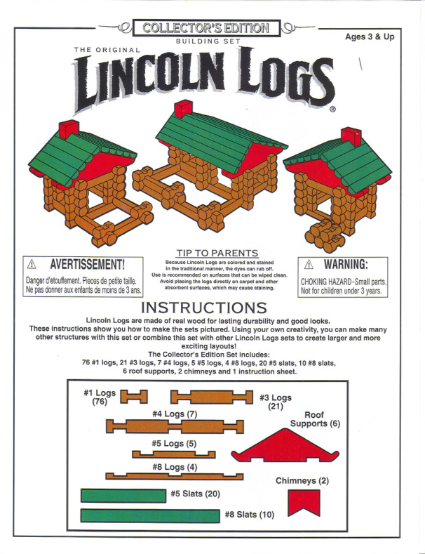 Lincoln Logs Collectors Edition 00920 instruction manual