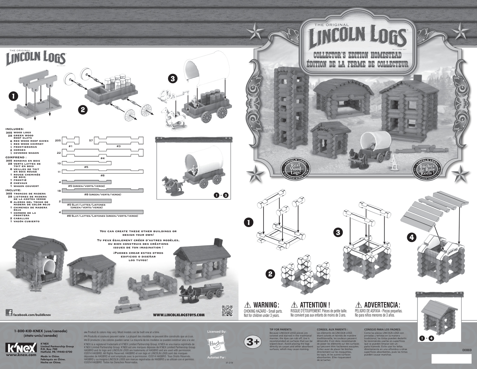 Lincoln Logs Collectors Edition Homestead 00869 instruction manual