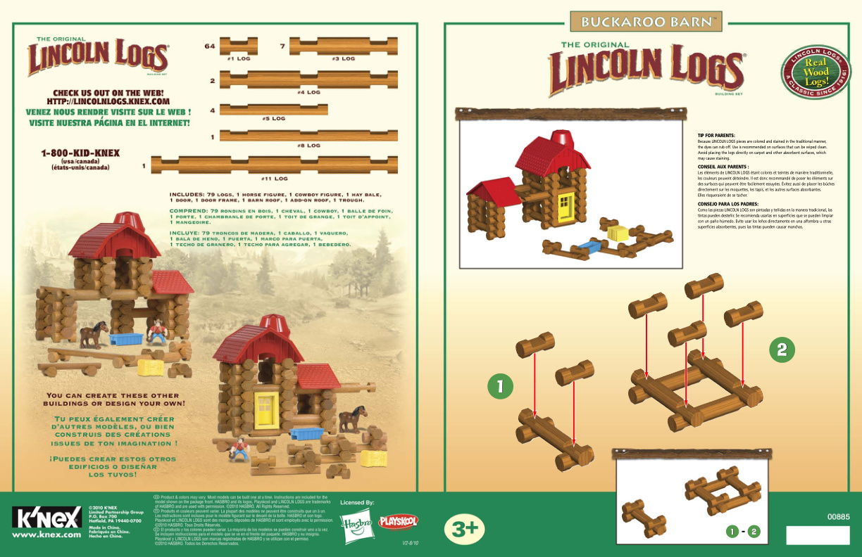 Lincoln Logs Buckaroo Barn 00885 instruction manual