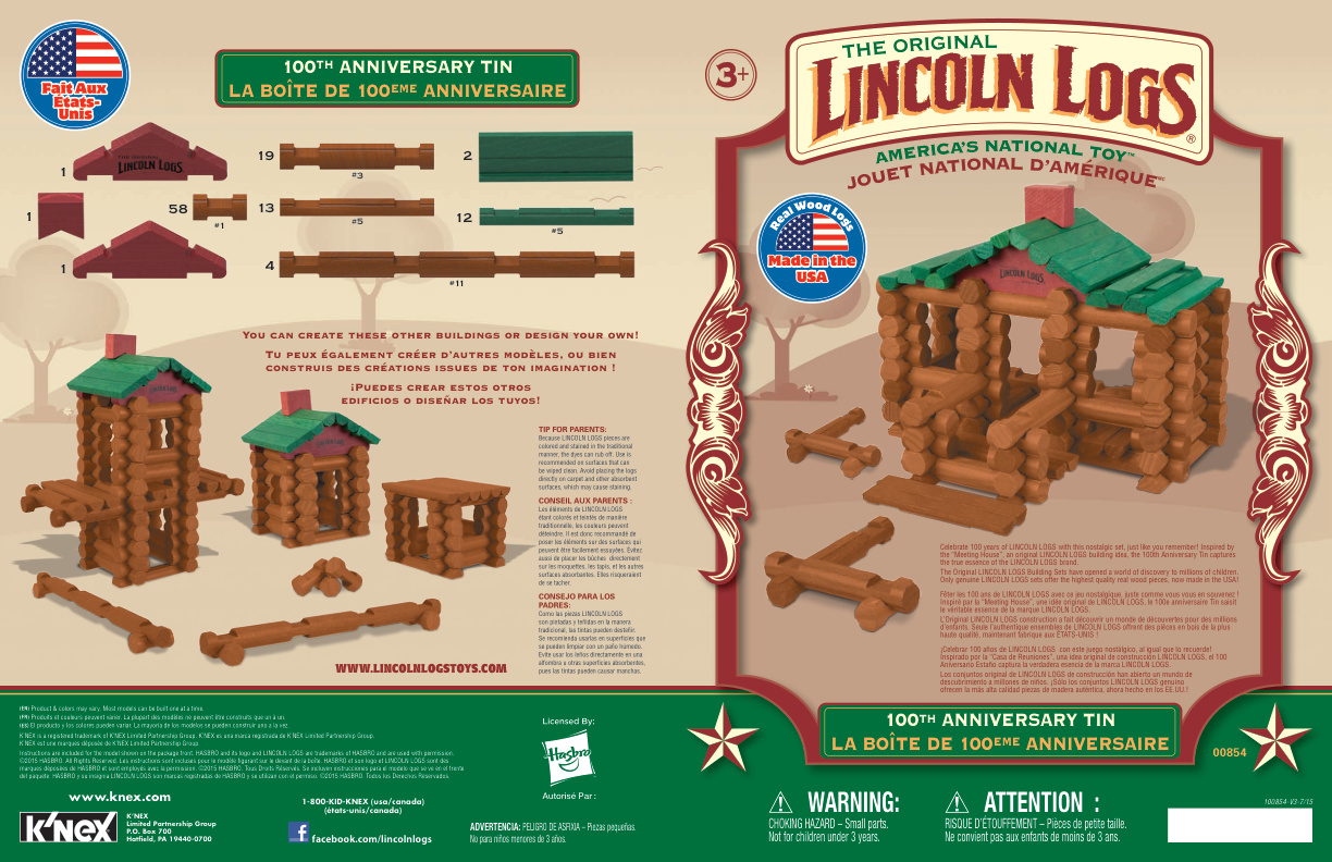Lincoln Logs 100th Anniversary 00854 instruction manual