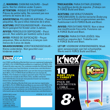 K FORCE 10 Dart Pack 47518 instruction manual