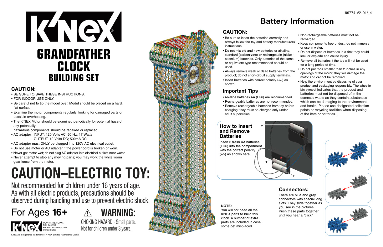 Grandfather Clock 89774 instruction manual