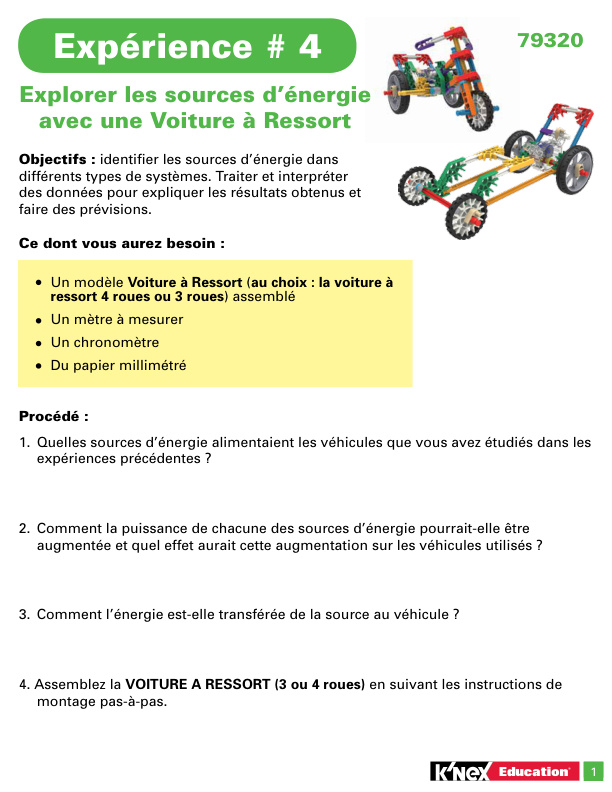 Education STEM Explorations Vehicles Experiement 4 French 79320 instruction manual