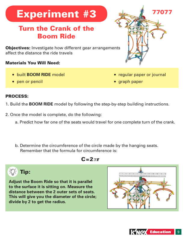 Education STEM Explorations Swing Ride Experiment 3 Boom Ride 77077 instruction manual