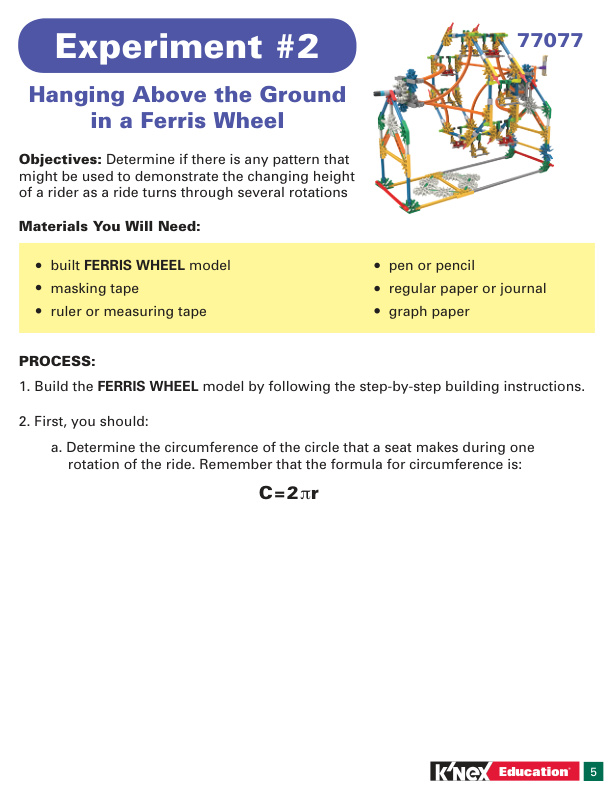 Education STEM Explorations Swing Ride Experiment 2 Ferris Wheel 77077 instruction manual