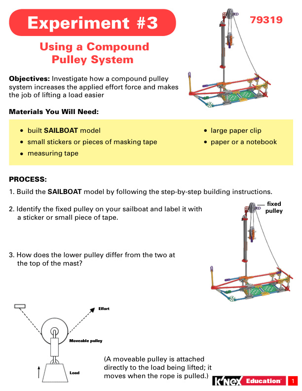 Education STEM Explorations Levers and Pulleys Experiment 3 79319 instruction manual
